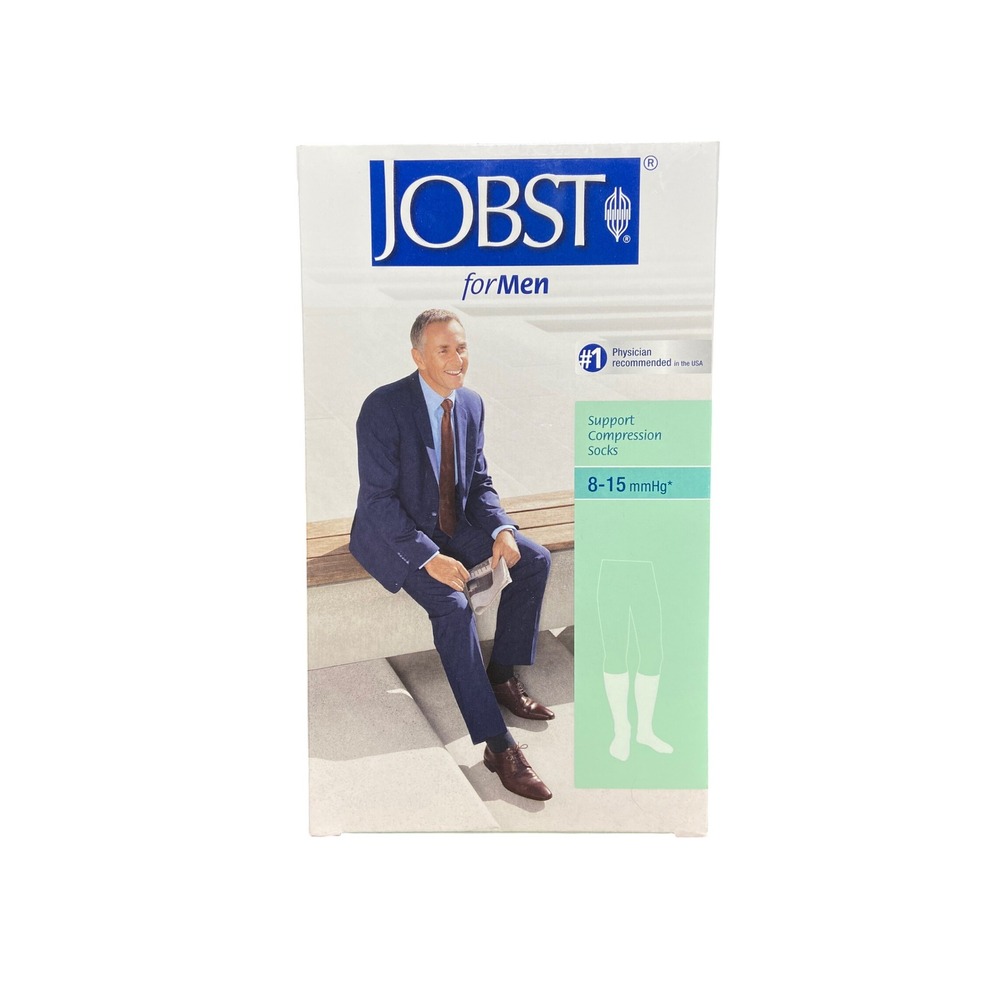 Jobst for Men 8-15 mmHg Support Compression Socks Black Large Ribbed 110303‎